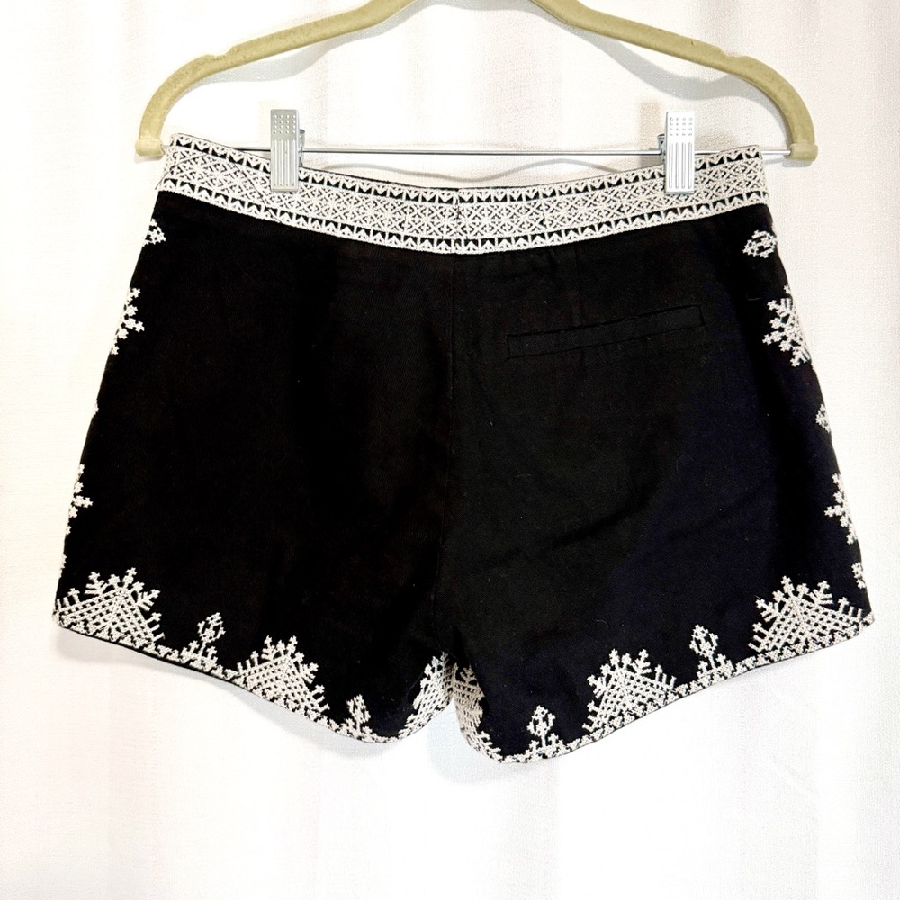 Joie Black Cotton Geradine Elegant Embroidered Women's Shorts Size 2